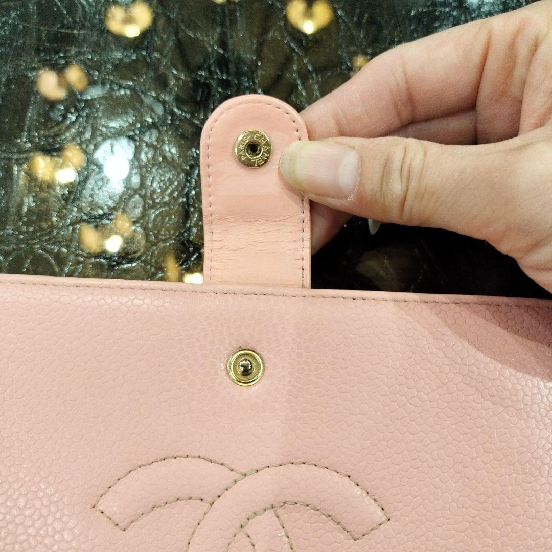 CHANEL キャビアスキン 長財布 がま口 ピンク