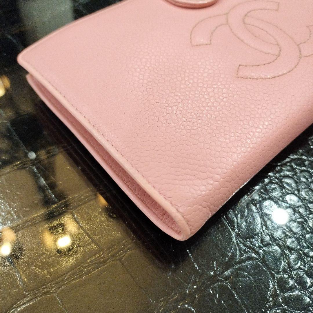 CHANEL キャビアスキン 長財布 がま口 ピンク