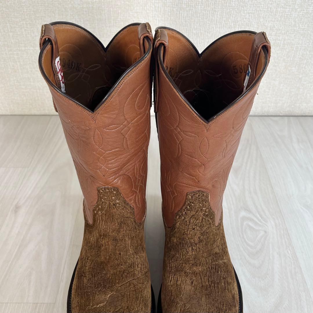 【未使用級】リオスオブメルセデス　ウエスタン ブーツ　ヒポ レザー　カバ革