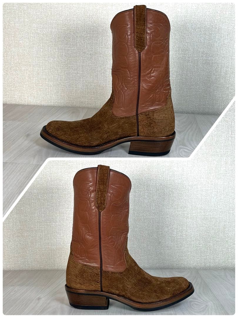 【未使用級】リオスオブメルセデス　ウエスタン ブーツ　ヒポ レザー　カバ革