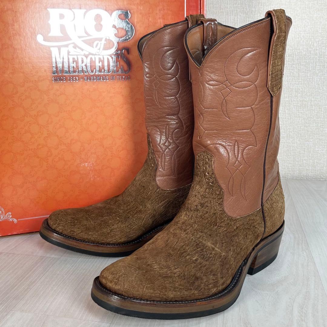 【未使用級】リオスオブメルセデス　ウエスタン ブーツ　ヒポ レザー　カバ革
