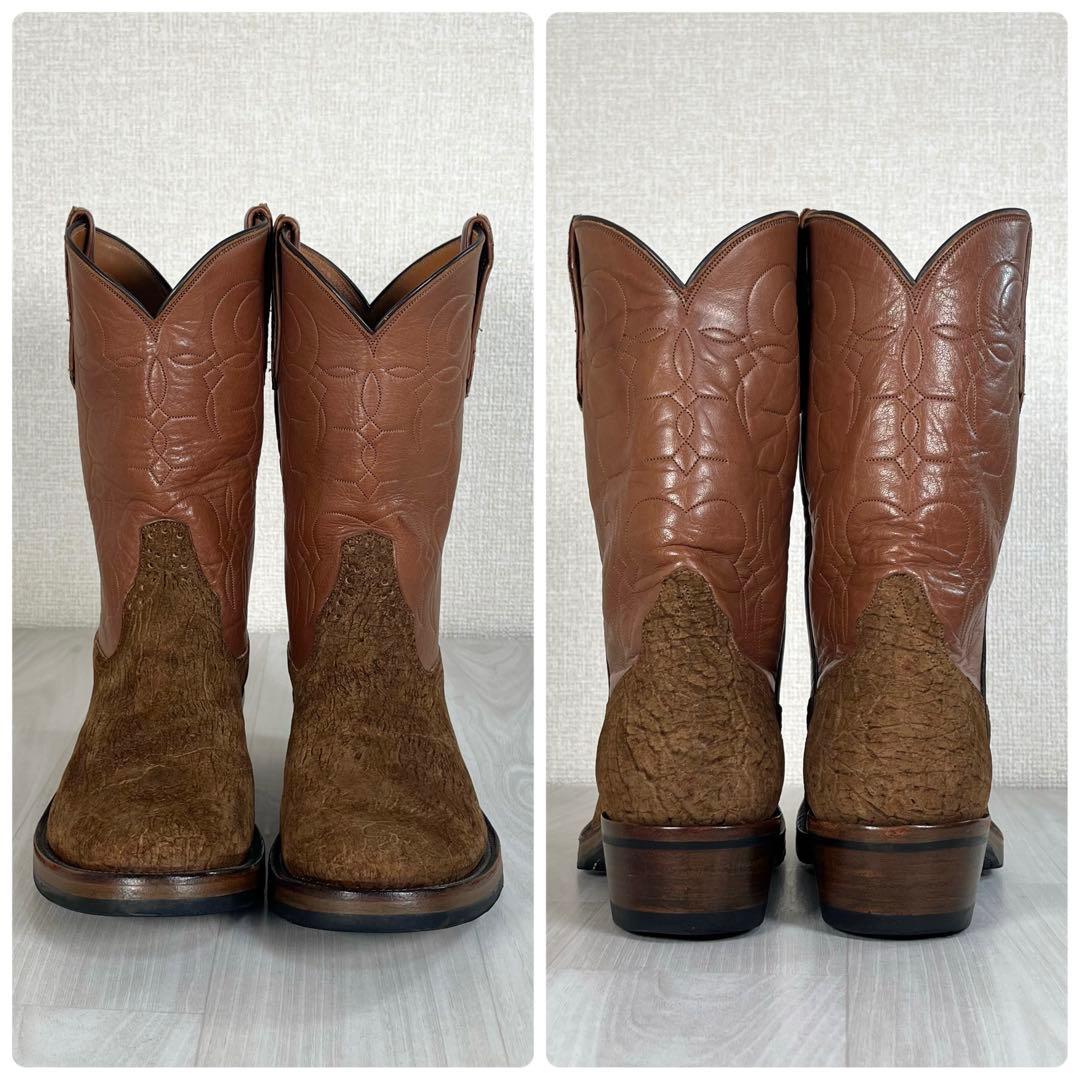 【未使用級】リオスオブメルセデス　ウエスタン ブーツ　ヒポ レザー　カバ革