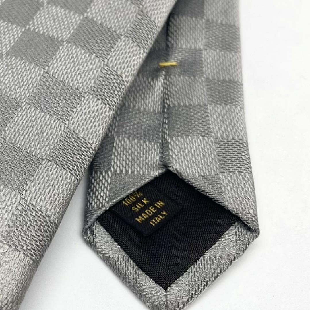 LOUIS VUITTON ルイヴィトン ダミエ シルク ネクタイ グレー