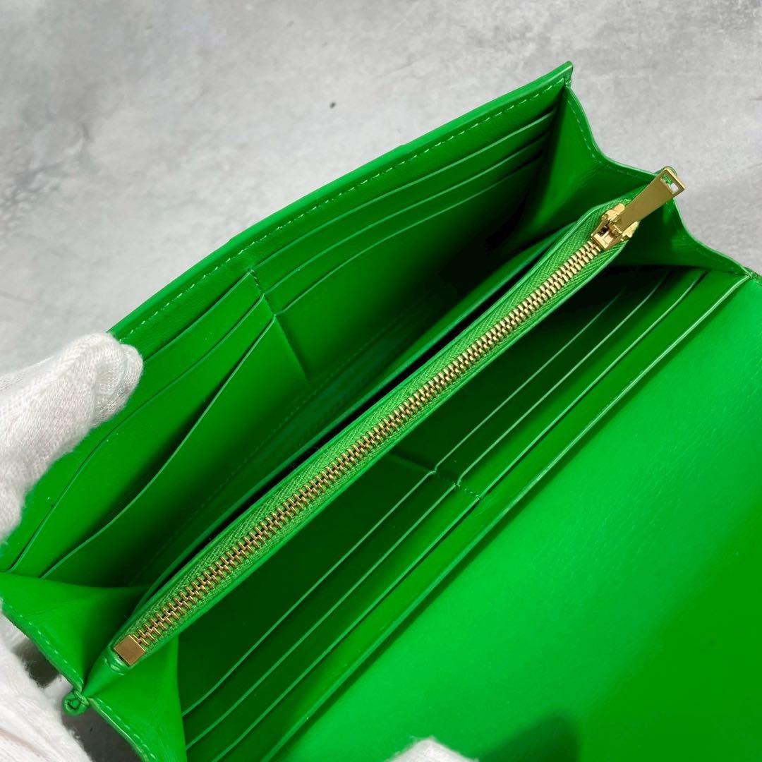 【付属品完備 美品】ボッテガヴェネタ 長財布 カセット 折りたたみ イントレ 緑