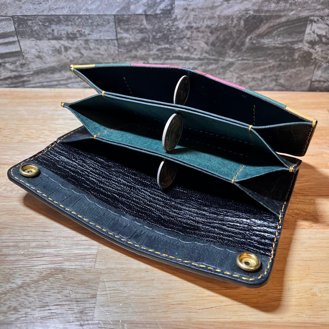 ア*キ様 【世界に一つ】ロングトラッカーウォレット 長財布 高級 本革 パズル