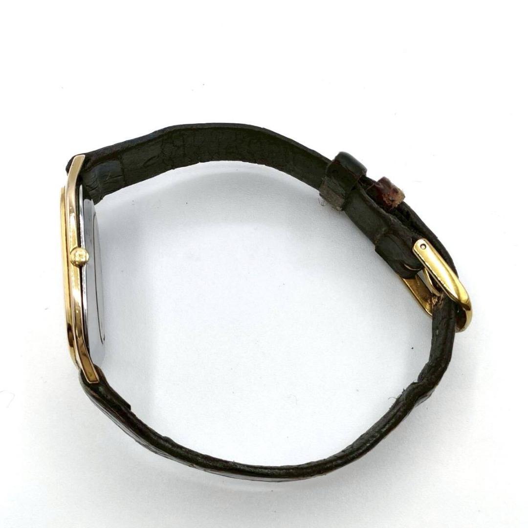 稼働品✨LONGINES レザー QZ ゴールド文字盤 2針 腕時計 メンズ