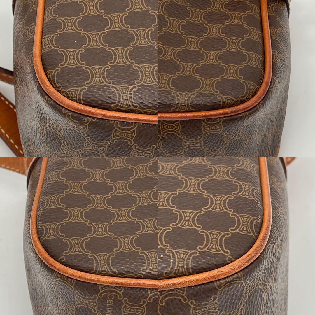 【美品】CELINE ショルダーバッグ 斜めがけ マカダム柄 トリオンフ PVC