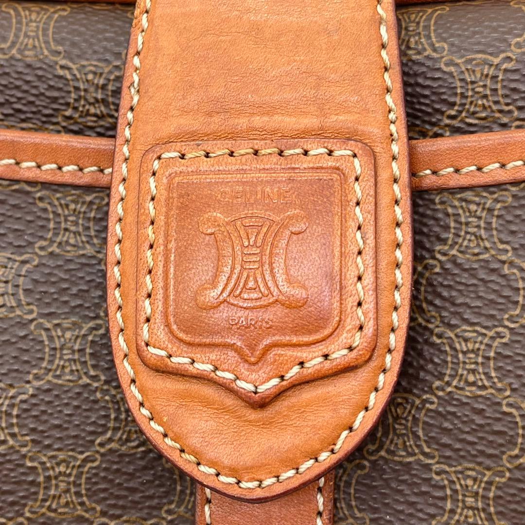 【美品】CELINE ショルダーバッグ 斜めがけ マカダム柄 トリオンフ PVC