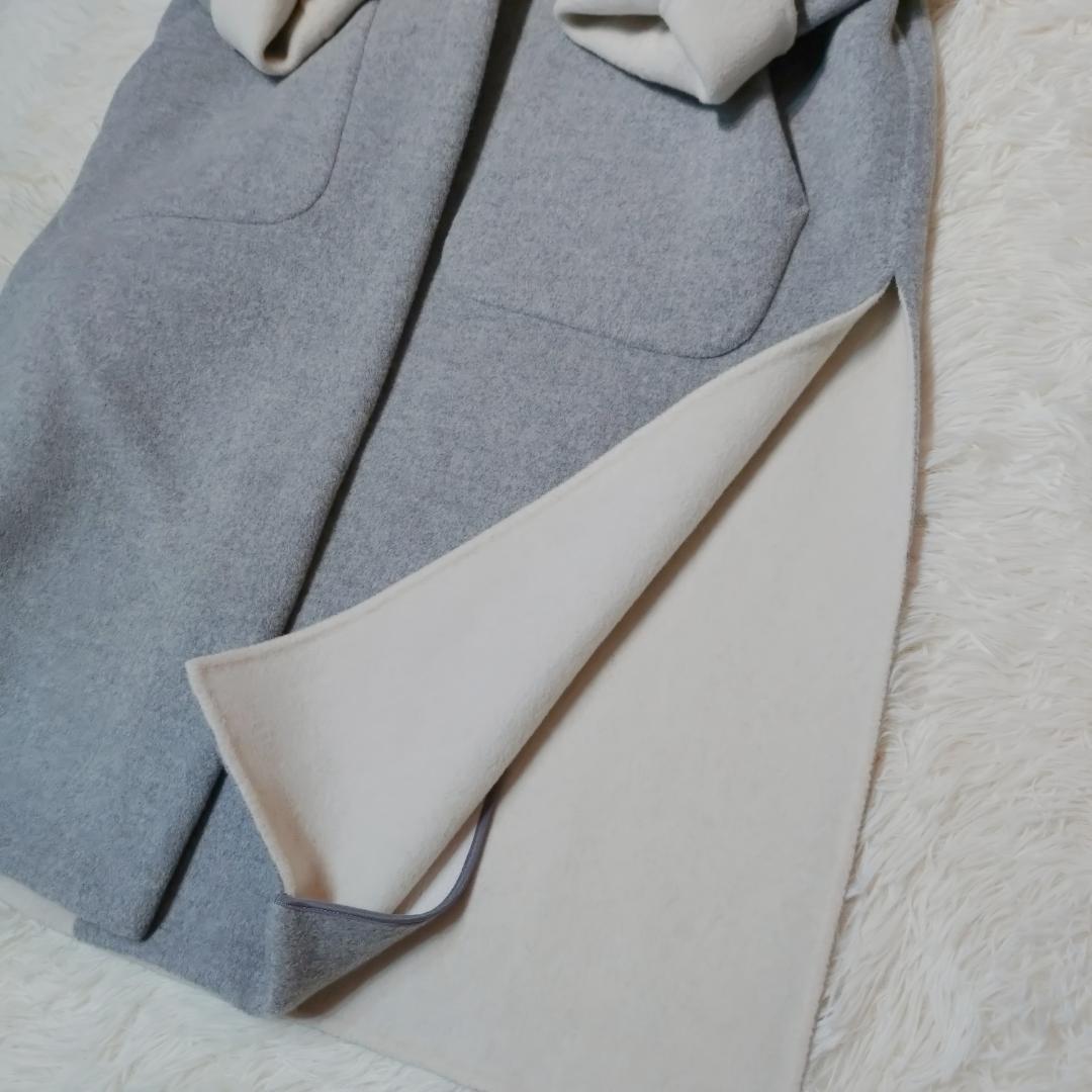 美品✨　エンフォルド ウール ソフトリバー スリット ノーカラー グレー