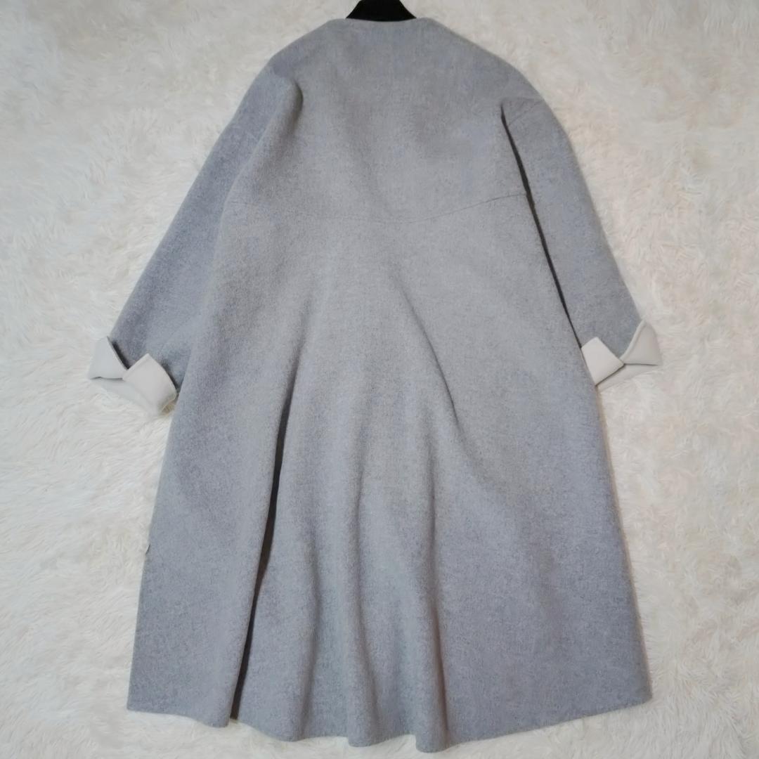 美品✨　エンフォルド ウール ソフトリバー スリット ノーカラー グレー