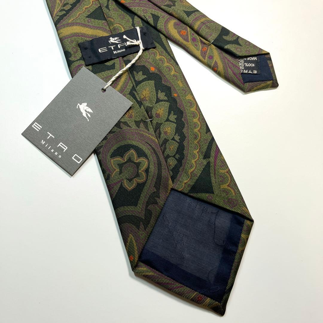 ✨未使用✨ETRO エトロ　ネクタイ　高級シルク　ペイズリー　グリーン