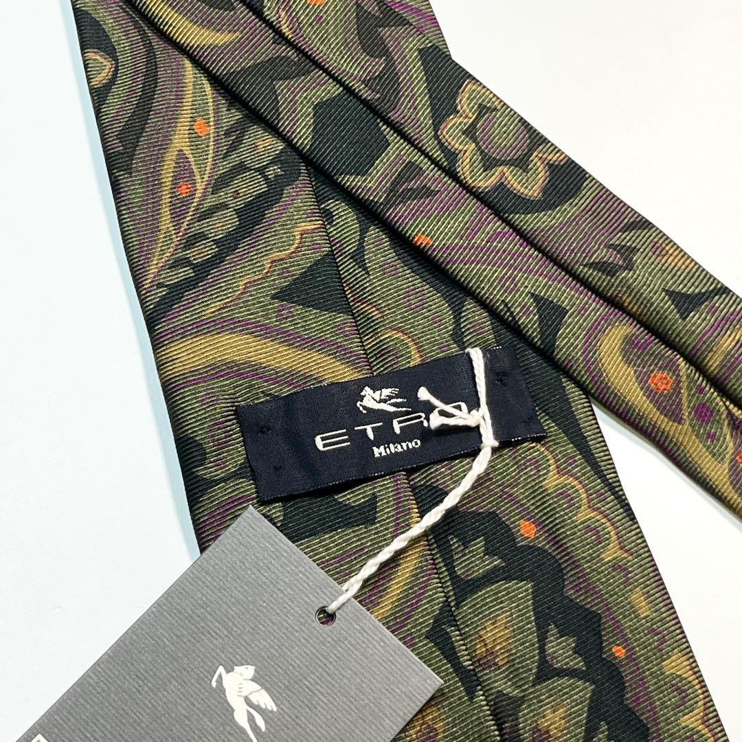 ✨未使用✨ETRO エトロ　ネクタイ　高級シルク　ペイズリー　グリーン