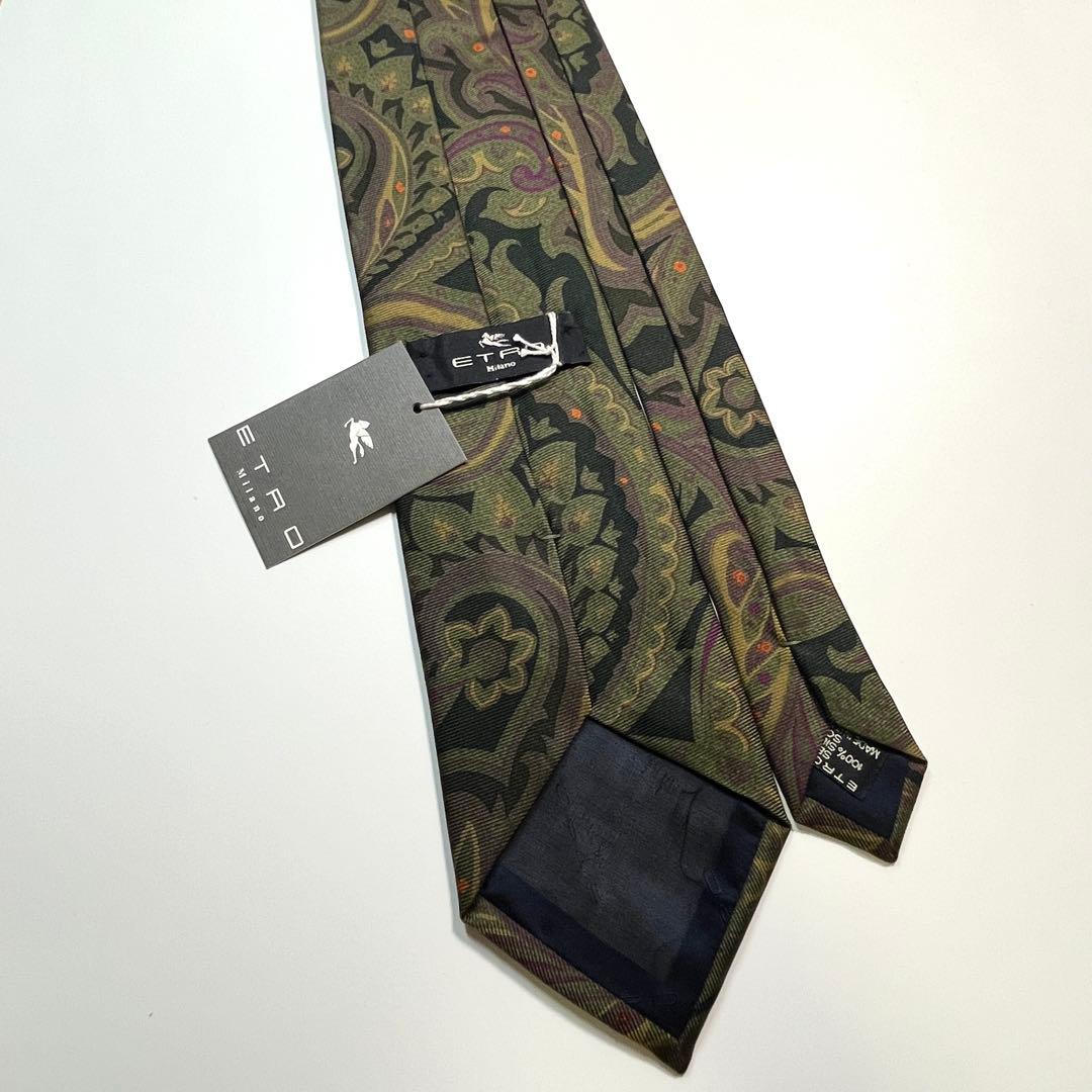 ✨未使用✨ETRO エトロ　ネクタイ　高級シルク　ペイズリー　グリーン