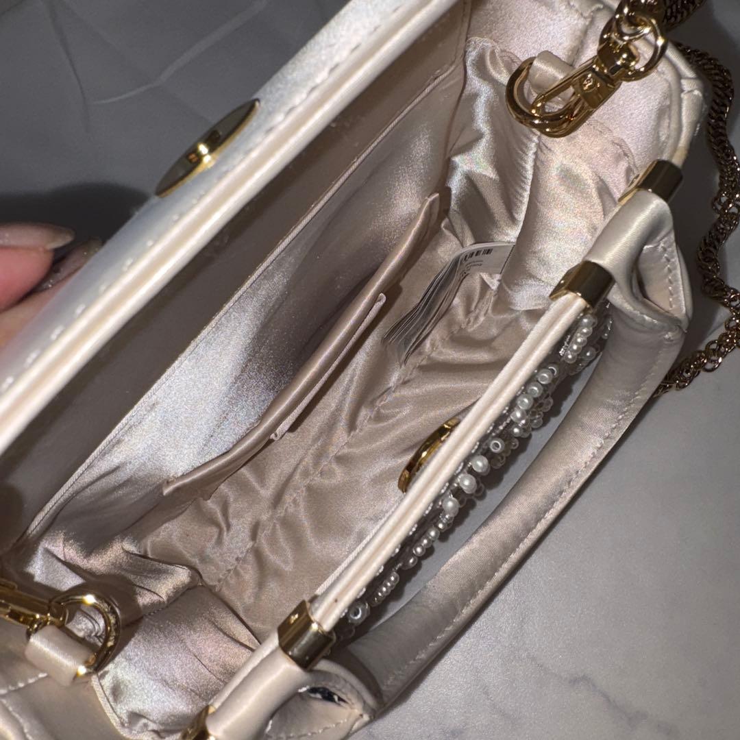 【SNSで話題】ZARA サテン風フェイクパールバッグ