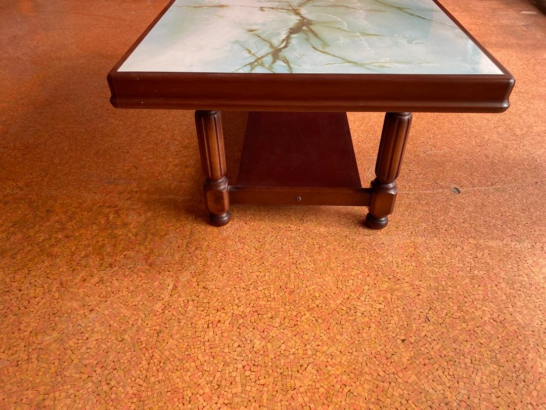 カリモク 大理石調 センターテーブル　即日発送★ 美中古★ 昭和レトロ家具