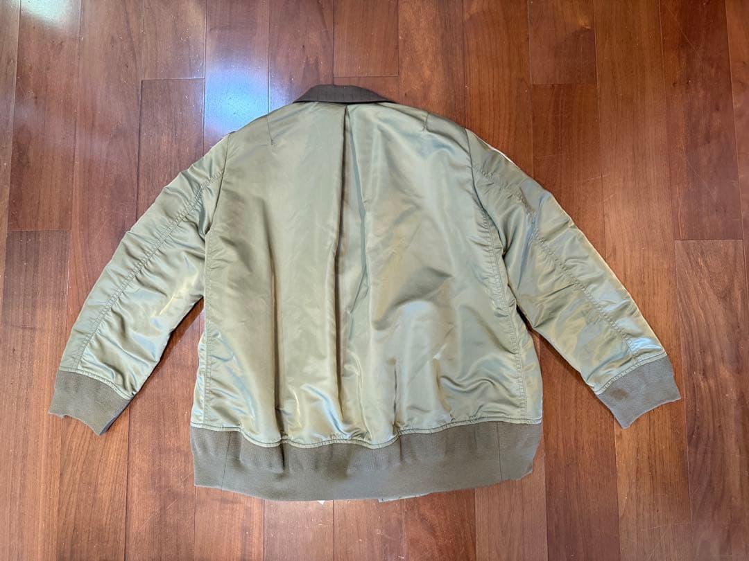 sacaiジャケット/サイズ2/ウール/カーキ/ストライプ/22-06325