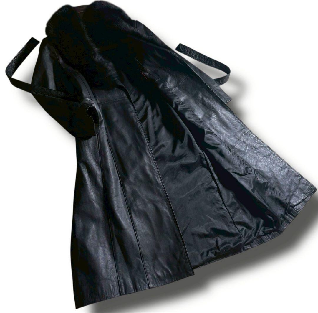 パルティーナ レザー ロングコート ファー ベルト