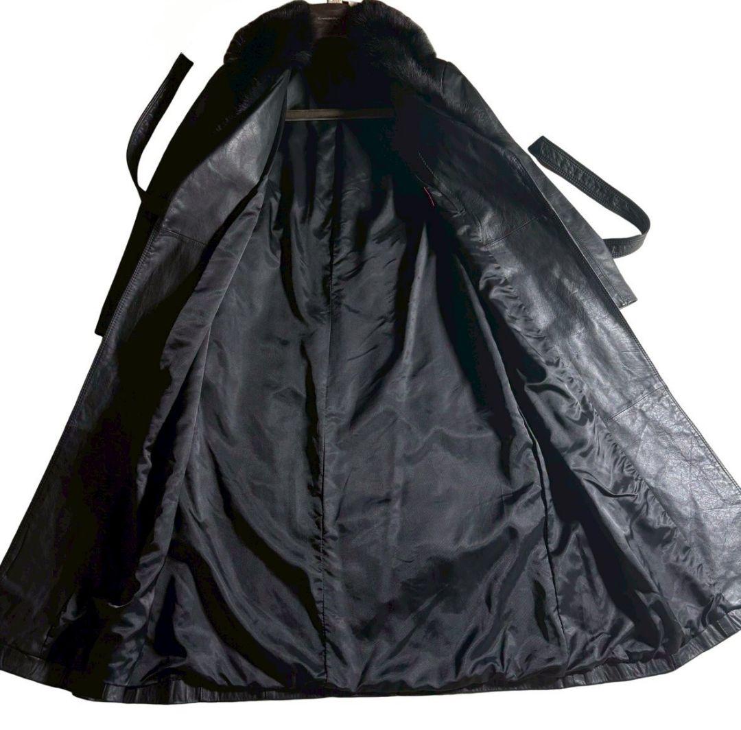 パルティーナ レザー ロングコート ファー ベルト