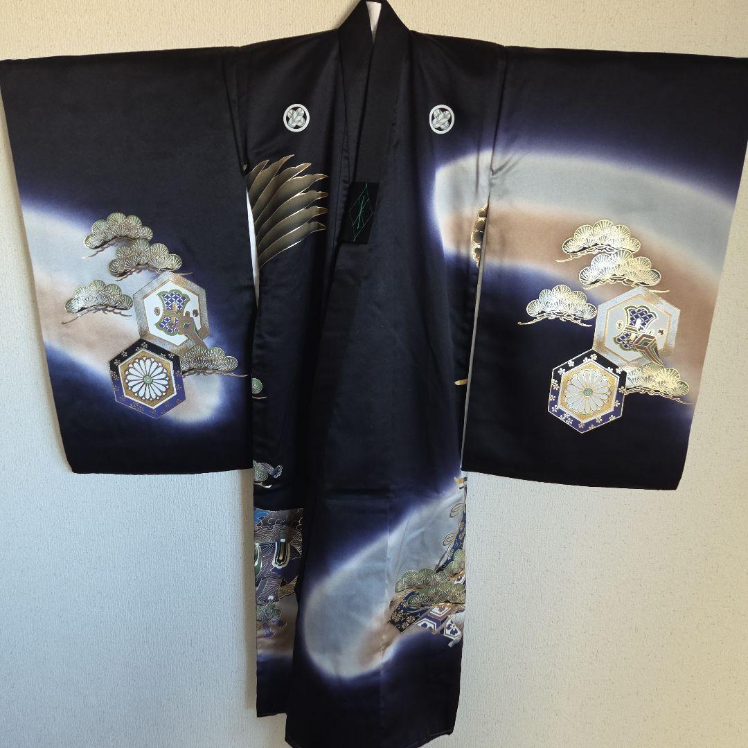 桐緋冬　　1-12　正絹　男の子お祝い着物　長襦袢付き　産着　七五三　逸品