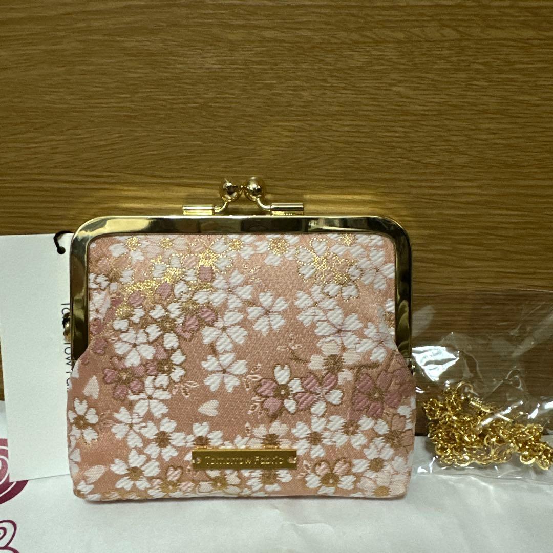 「新品未使用品」Tomorrow Fabric西陣織チェーン付ミニ財布　桜