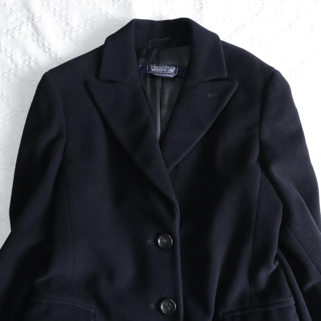 高級ウール　マックスマーラ　チェスターコート　WEEKEND　ブラック　マキシ