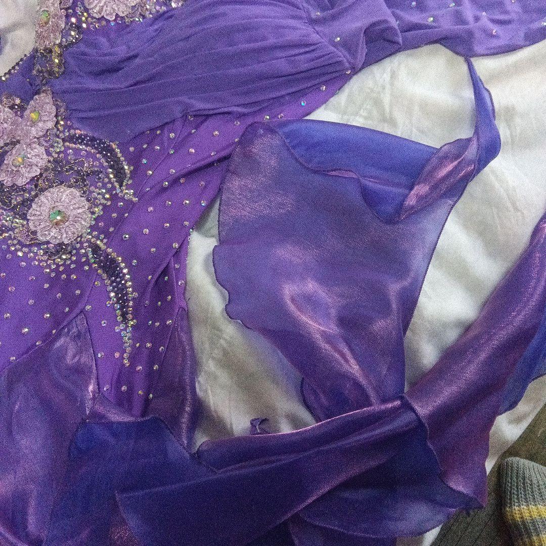 紫の社交ダンススタンダードドレス　Lサイズ