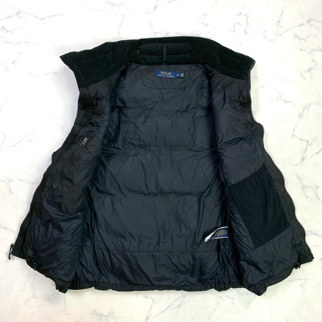 ポロラルフローレン ダウンベスト ビッグポニー 星条旗ワッペン 黒 L　D933