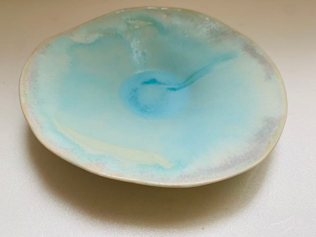 池田優子さん　エメラルドグリーンのゆらゆら皿　20センチプレート　新品