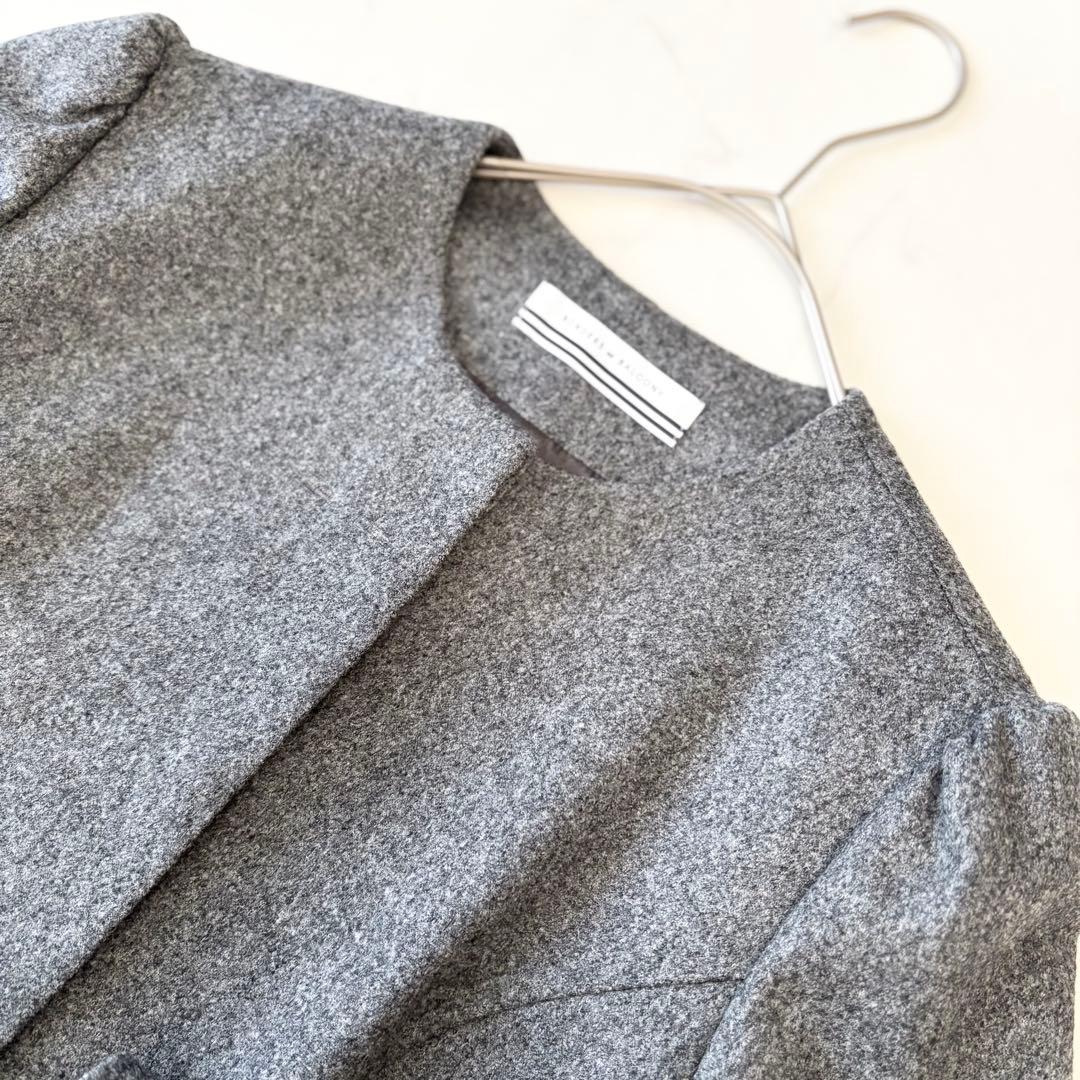 ボーダーズアットバルコニー ノーカラー ウール ジャケット ペプラム ✨希少✨