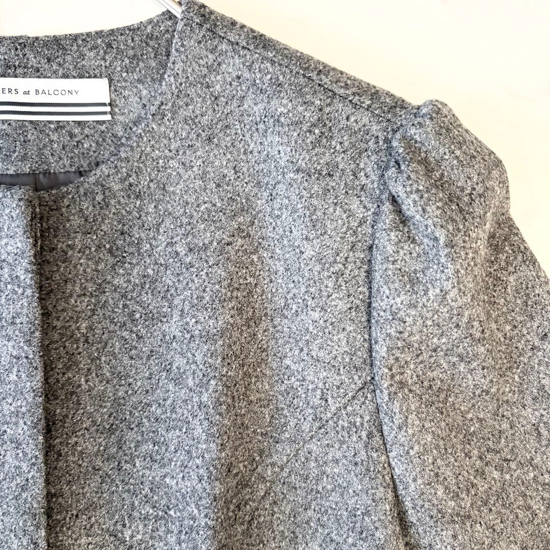 ボーダーズアットバルコニー ノーカラー ウール ジャケット ペプラム ✨希少✨