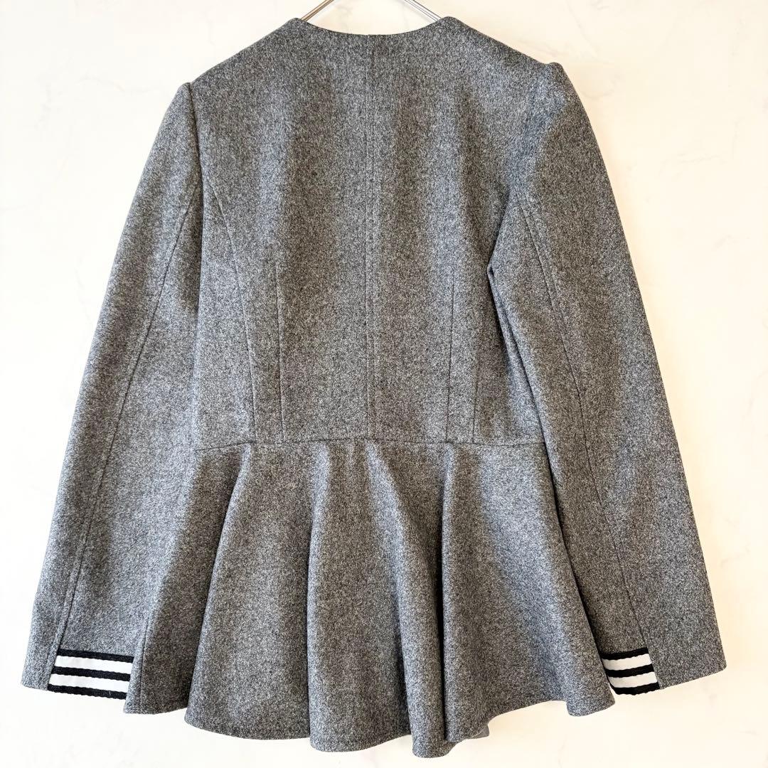 ボーダーズアットバルコニー ノーカラー ウール ジャケット ペプラム ✨希少✨