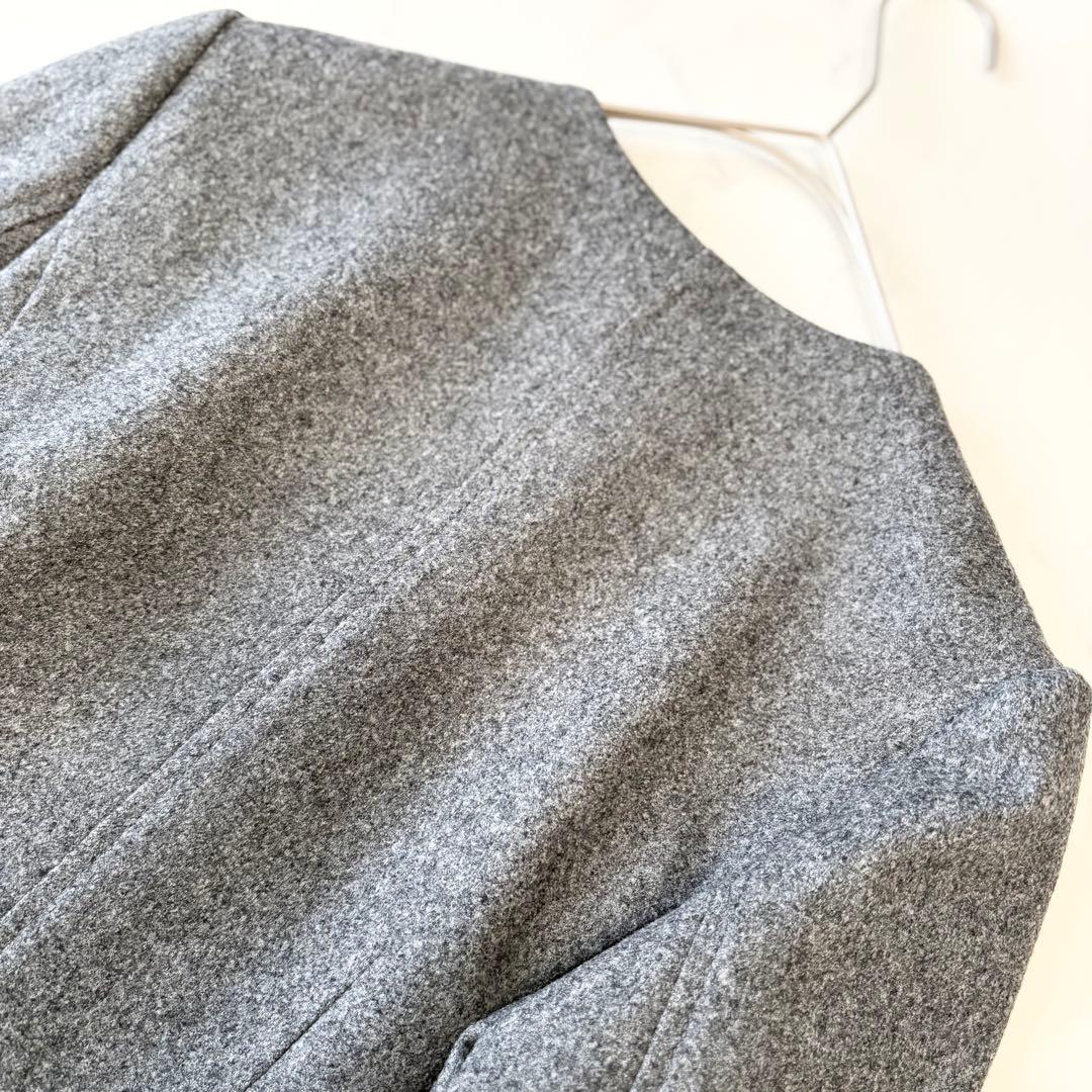 ボーダーズアットバルコニー ノーカラー ウール ジャケット ペプラム ✨希少✨