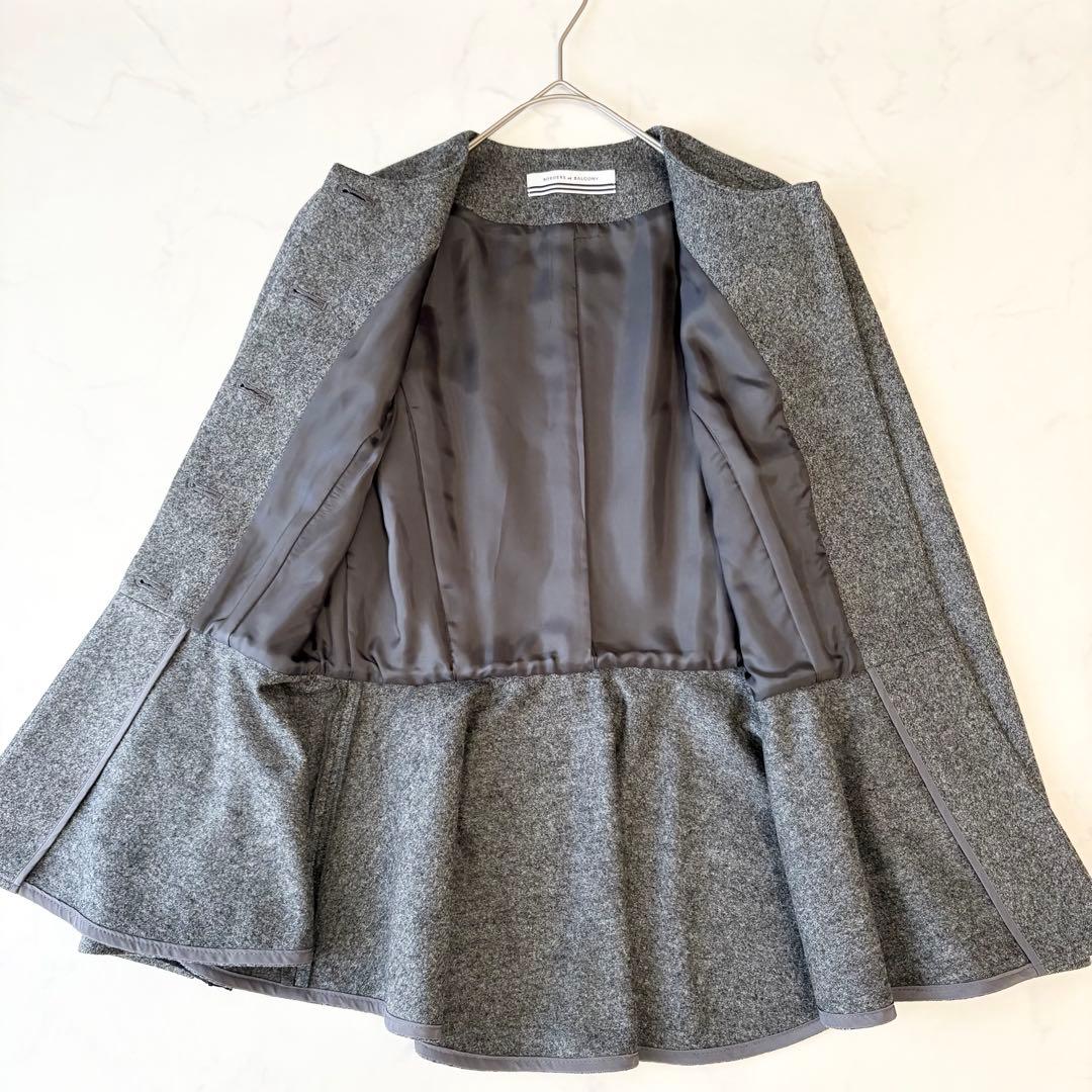 ボーダーズアットバルコニー ノーカラー ウール ジャケット ペプラム ✨希少✨