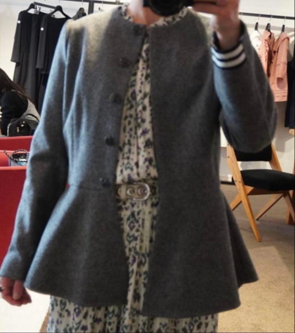 ボーダーズアットバルコニー ノーカラー ウール ジャケット ペプラム ✨希少✨