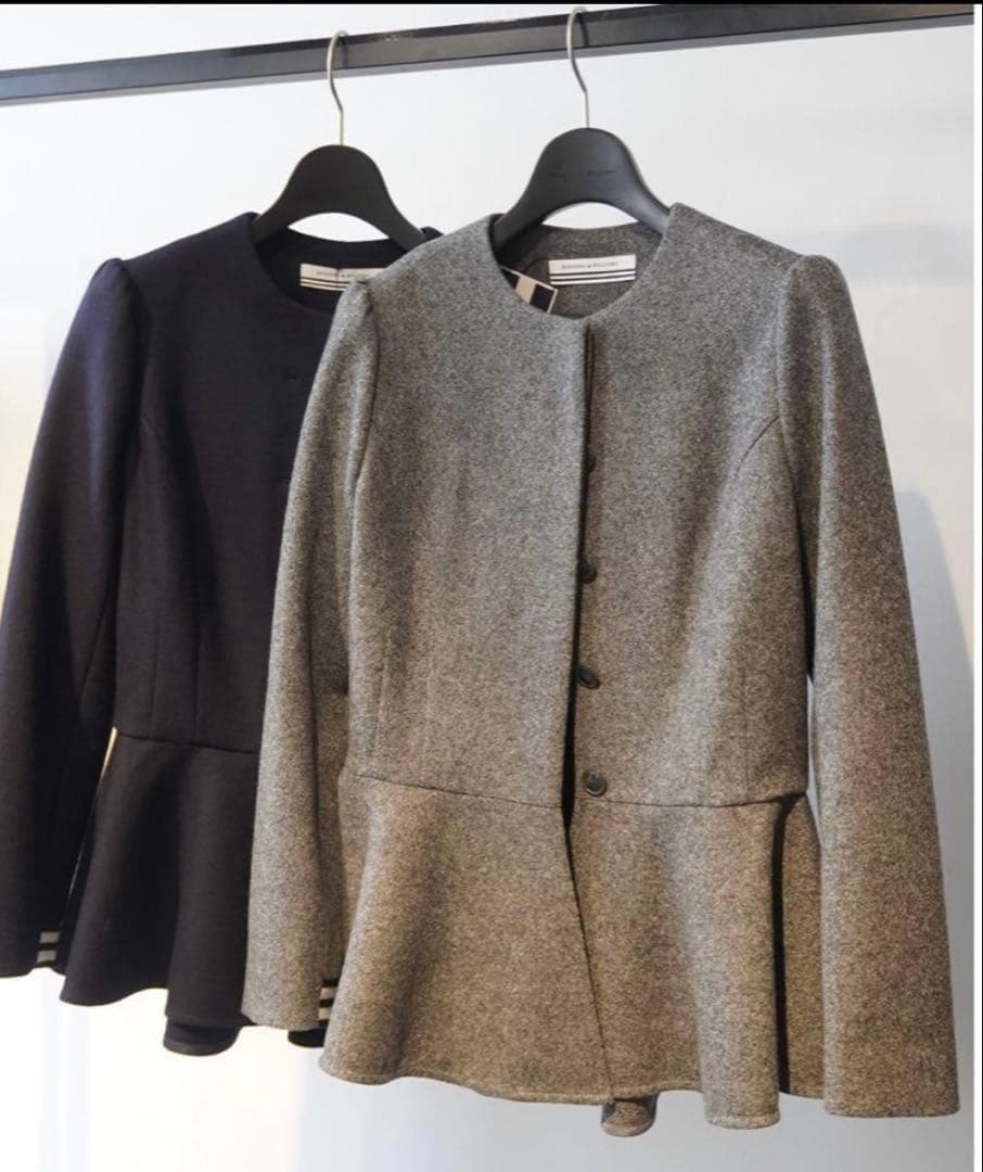 ボーダーズアットバルコニー ノーカラー ウール ジャケット ペプラム ✨希少✨