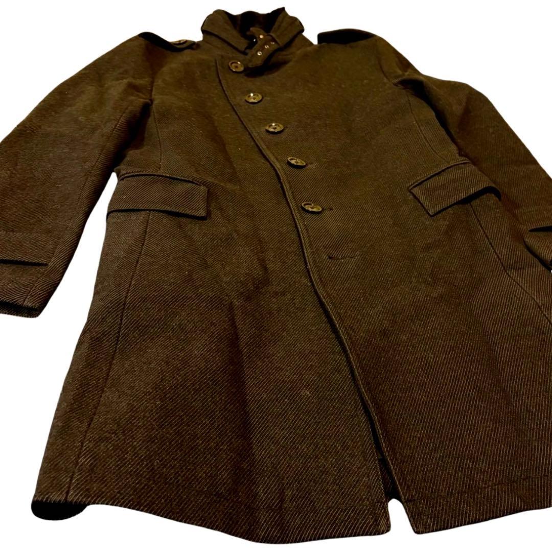 バーバリー ブラックレーベル ウールコート Mファー スタンドカラー 黒