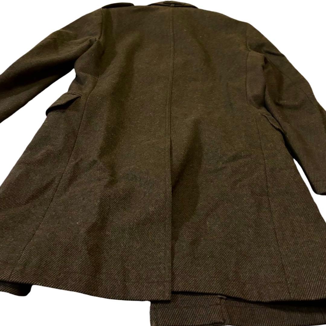 バーバリー ブラックレーベル ウールコート Mファー スタンドカラー 黒