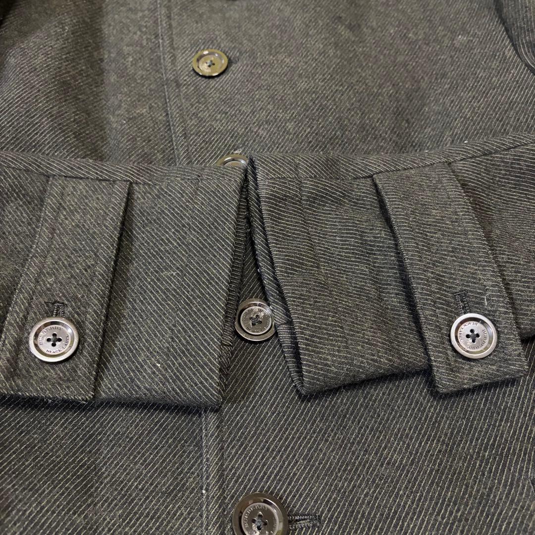 バーバリー ブラックレーベル ウールコート Mファー スタンドカラー 黒