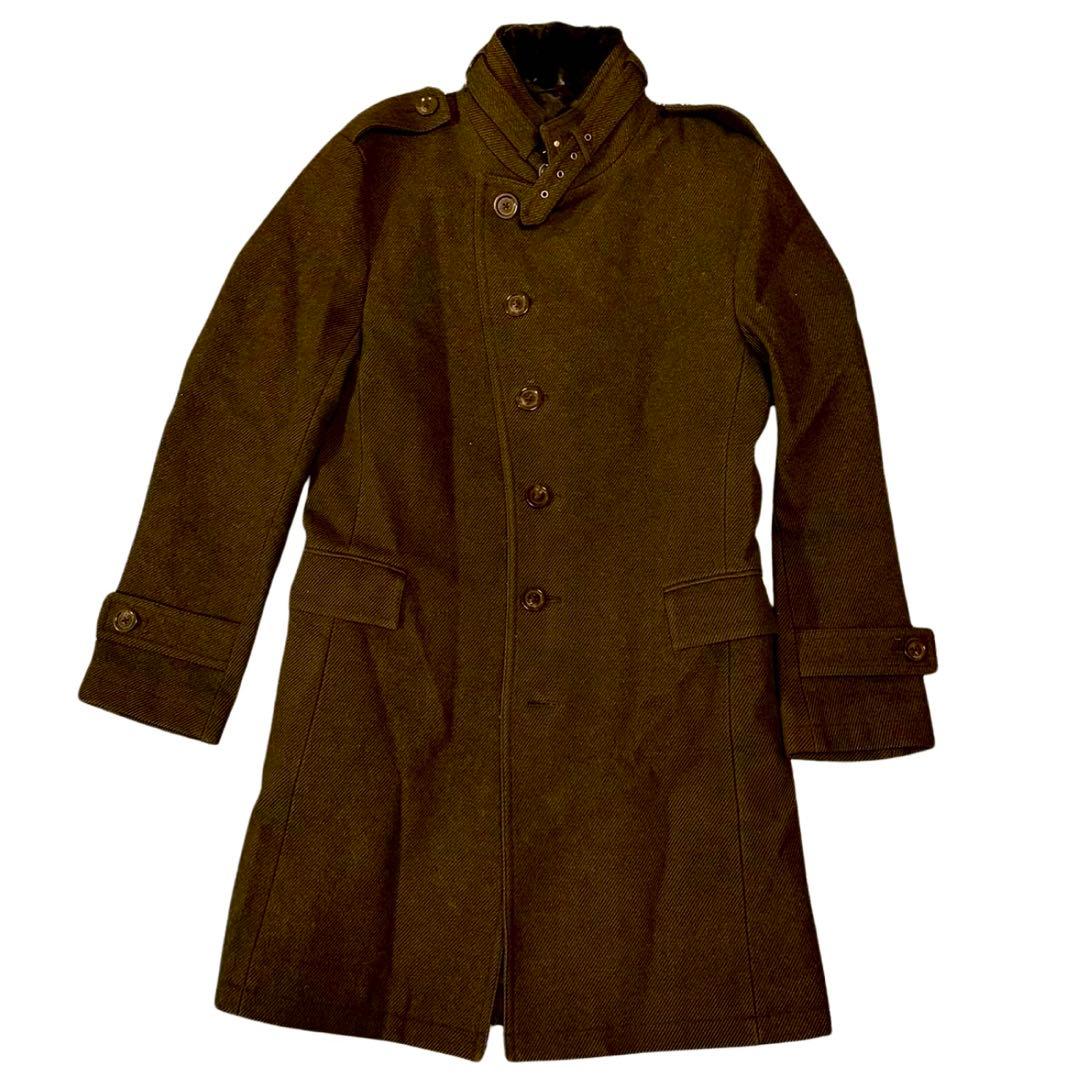 バーバリー ブラックレーベル ウールコート Mファー スタンドカラー 黒