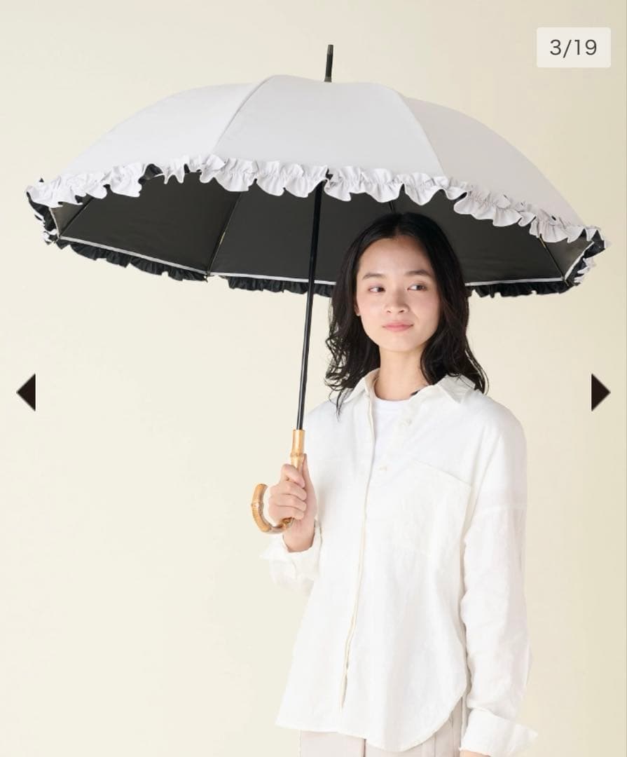 サンバリア100 長傘フリル　Mサイズ　ホワイト