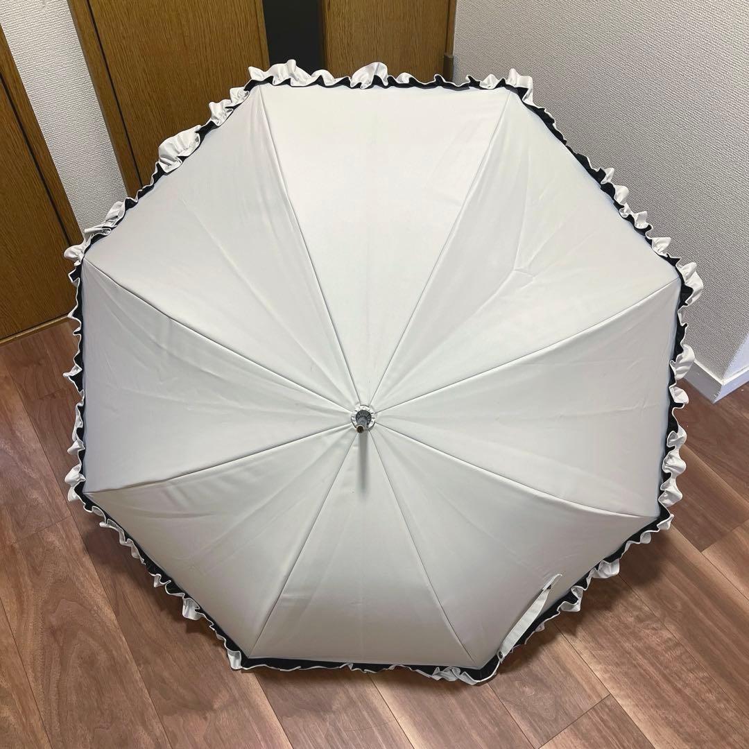 サンバリア100 長傘フリル　Mサイズ　ホワイト