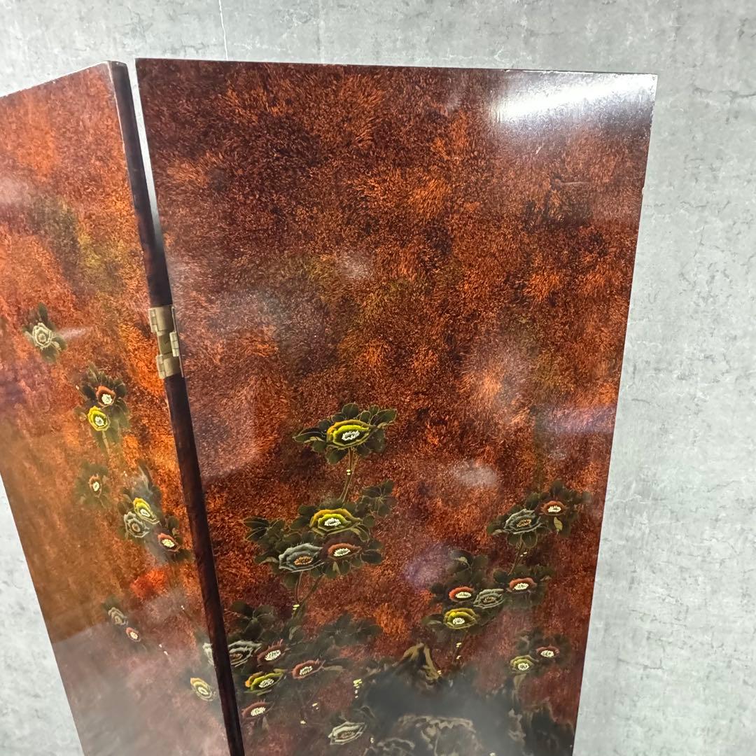 アンティーク　屏風　衝立　パーティション　花鳥　装飾　飾り　中国家具