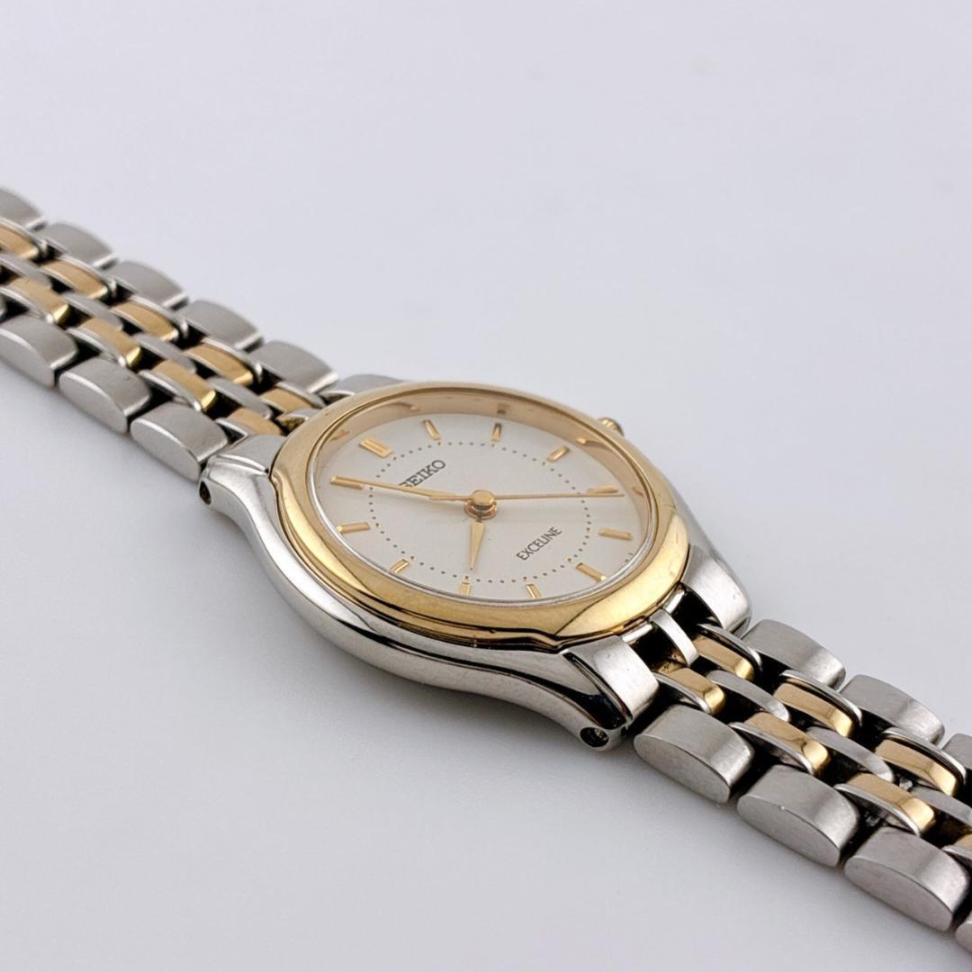 【電池交換済】SEIKO　EXCELINE　レディース腕時計　コンビ　ゴールド