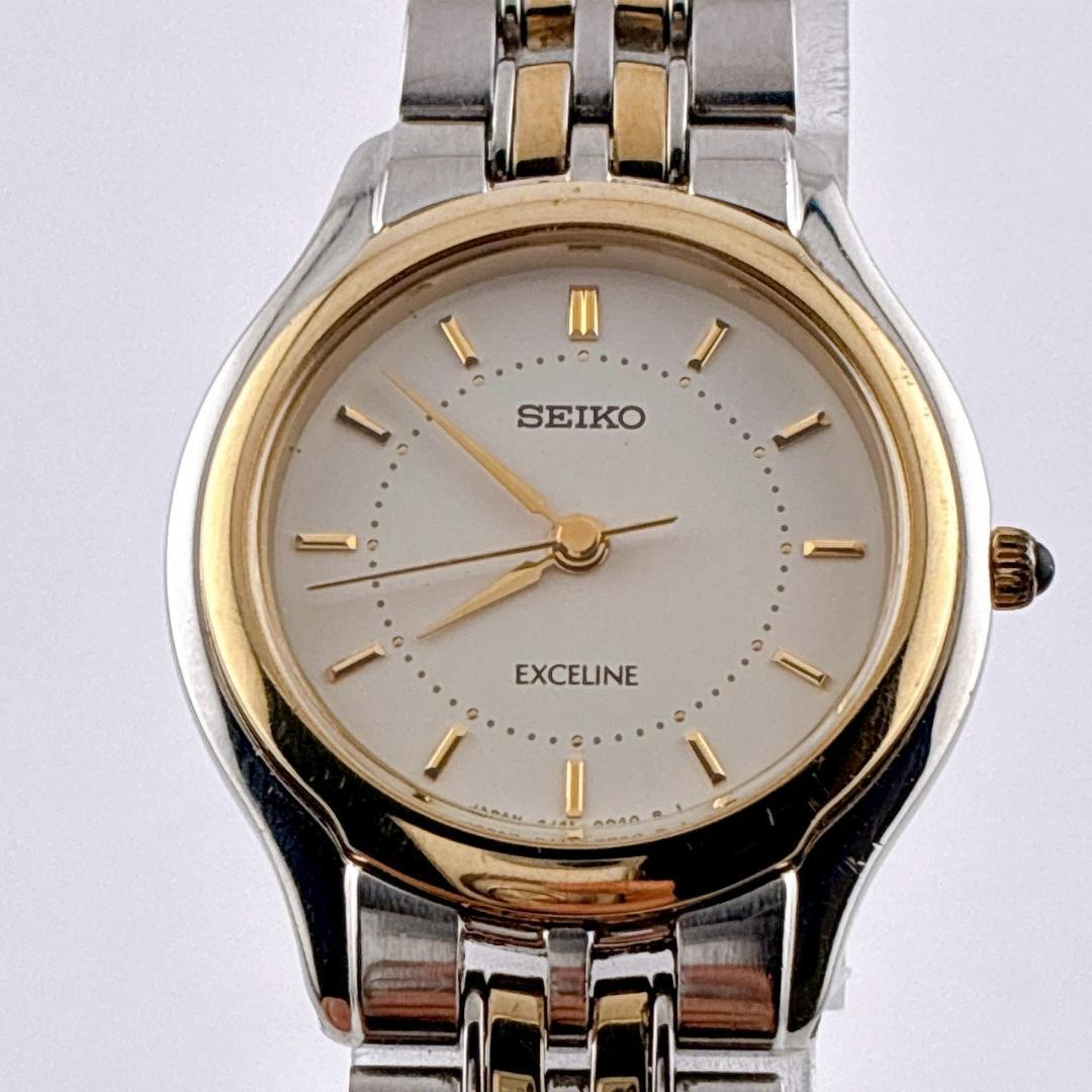 【電池交換済】SEIKO　EXCELINE　レディース腕時計　コンビ　ゴールド