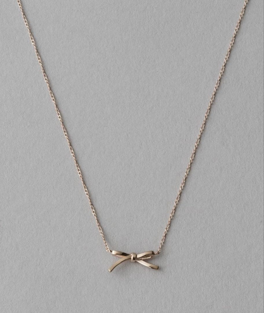 ete レイヤード リボン ネックレス ピンクゴールド