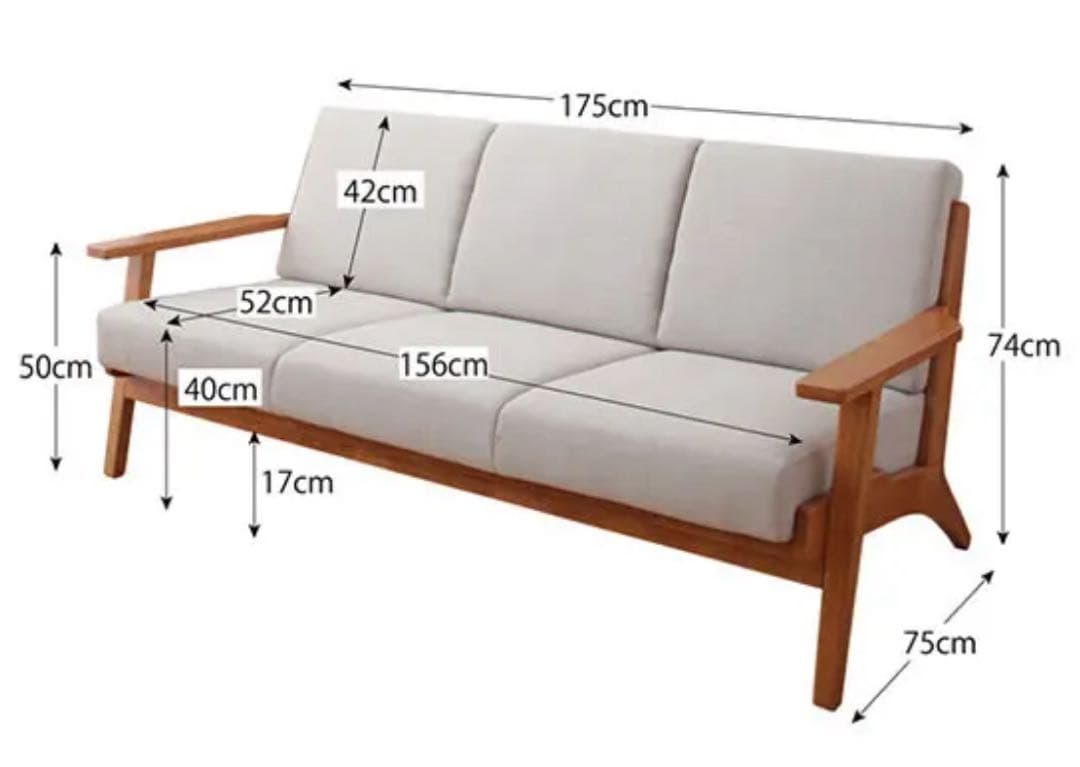 ◽️北欧風 モスグリーン布製3人掛けソファ◽️
