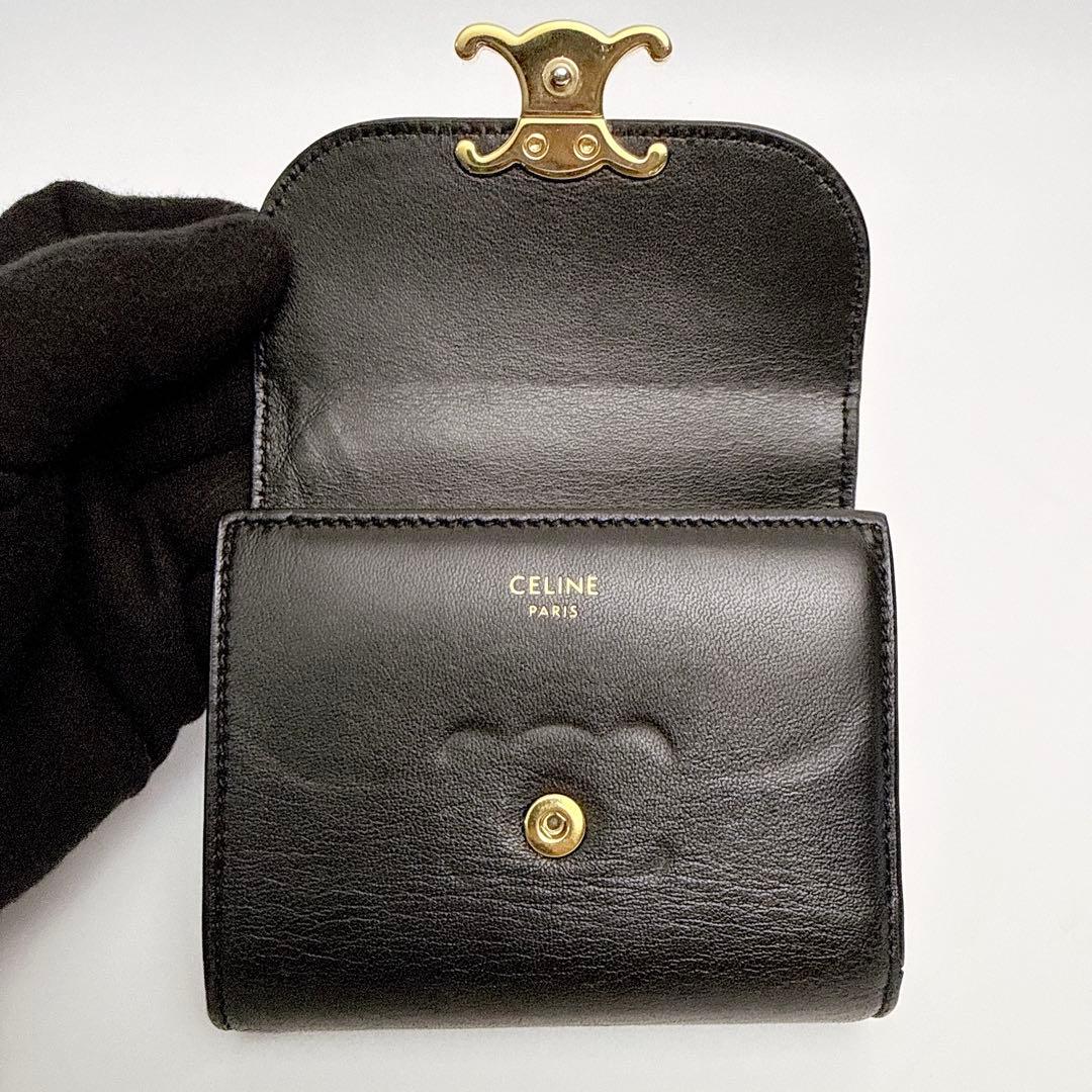 セリーヌ スモール フラップウォレット トリオンフ カーフスキン 三つ折り財布