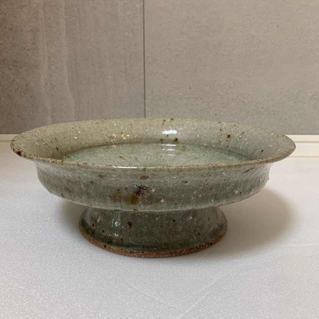 宮城陶器　青磁釉　高台付皿