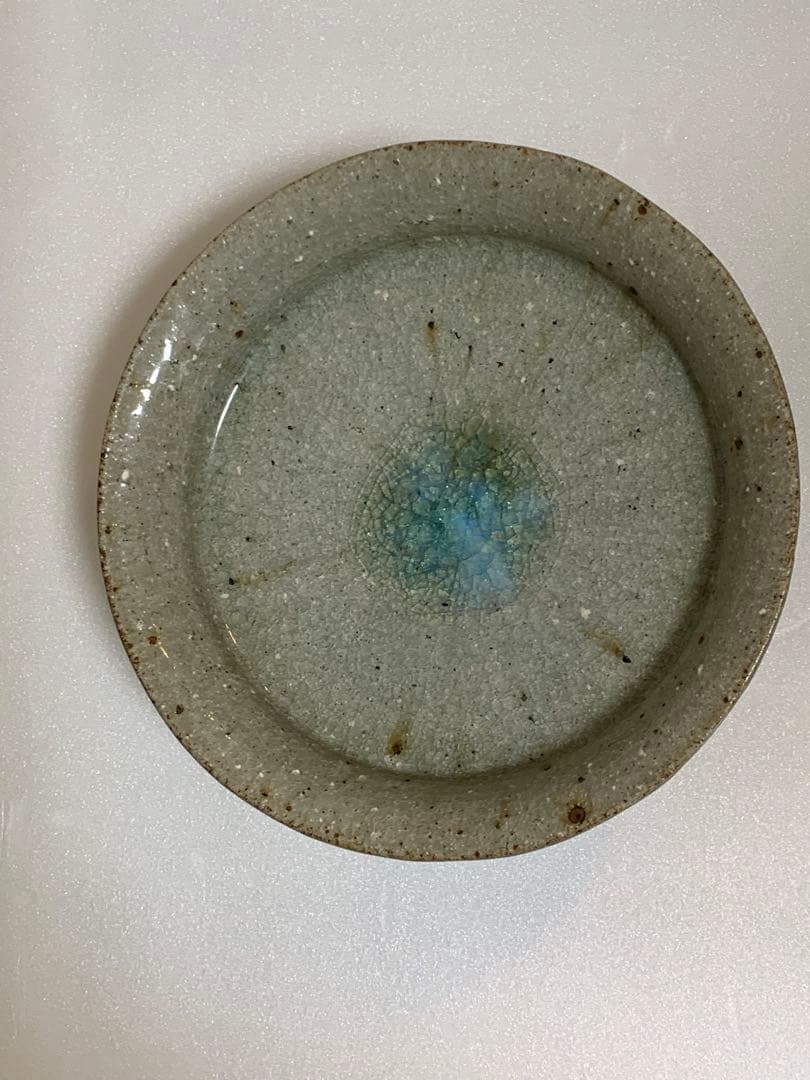 宮城陶器　青磁釉　高台付皿