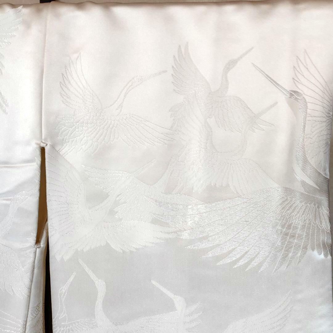 緞子生地白無垢 鶴のみ柄絹G